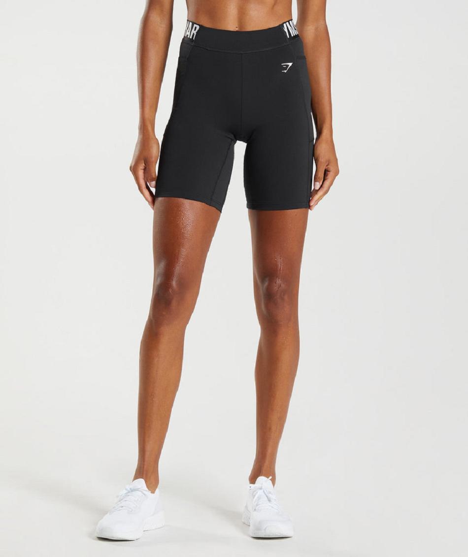 Pantalones Cortos Gymshark Entrenamiento Brandmark Cycling Mujer Negras | CO 2698GSO